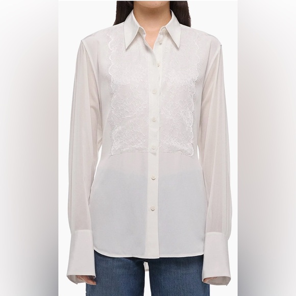 Helmut Lang Tops - Helmut Lang White Lace Relaxed Shirt